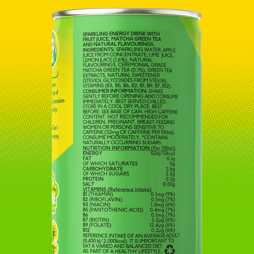 Perfect Ted Sparkling Matcha Energy Lemon Lime