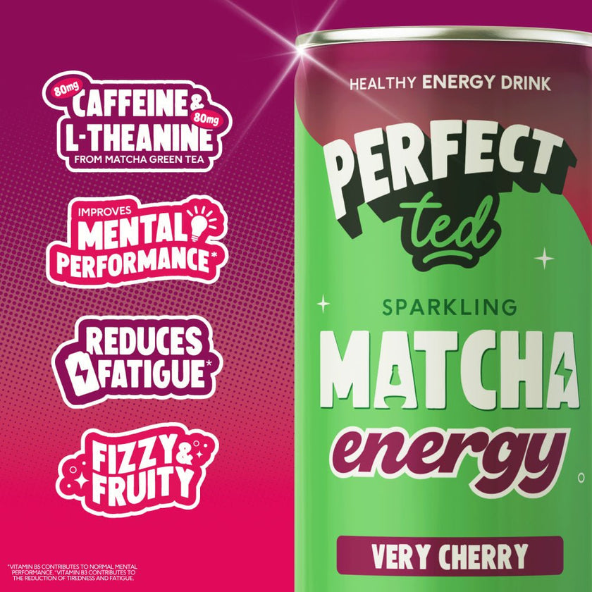 Perfect Ted Sparkling Matcha Energy Very Cherry