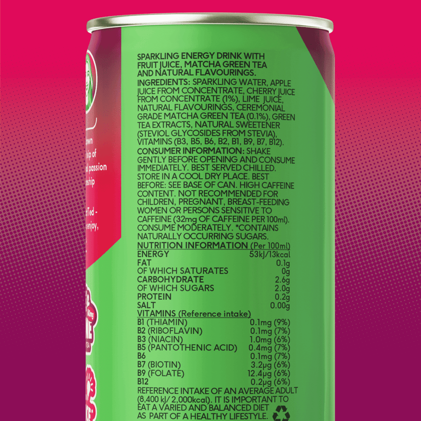 Perfect Ted Sparkling Matcha Energy Very Cherry