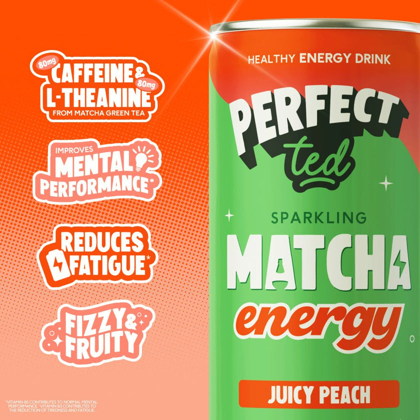 Perfect Ted Sparkling Matcha Energy Juicy Peach