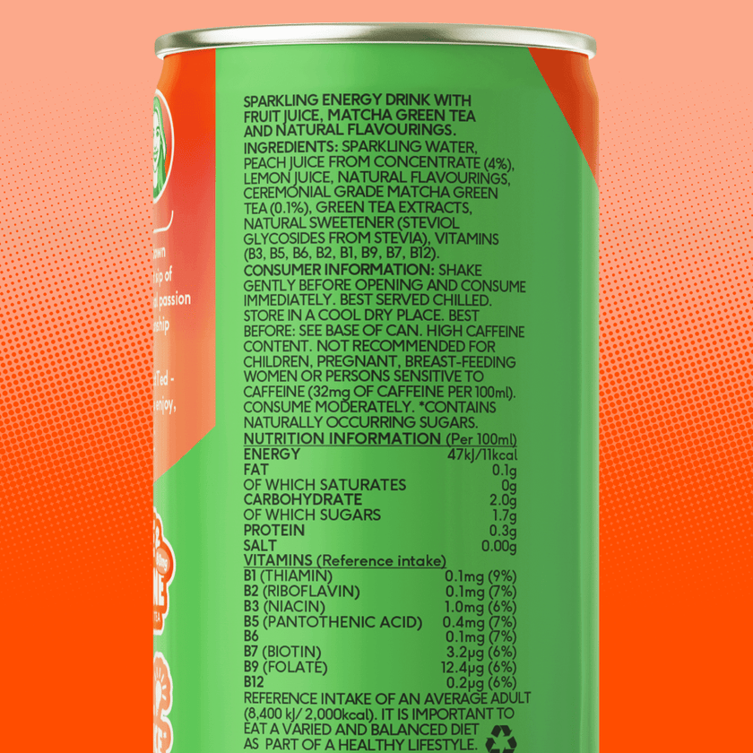 Perfect Ted Sparkling Matcha Energy Juicy Peach