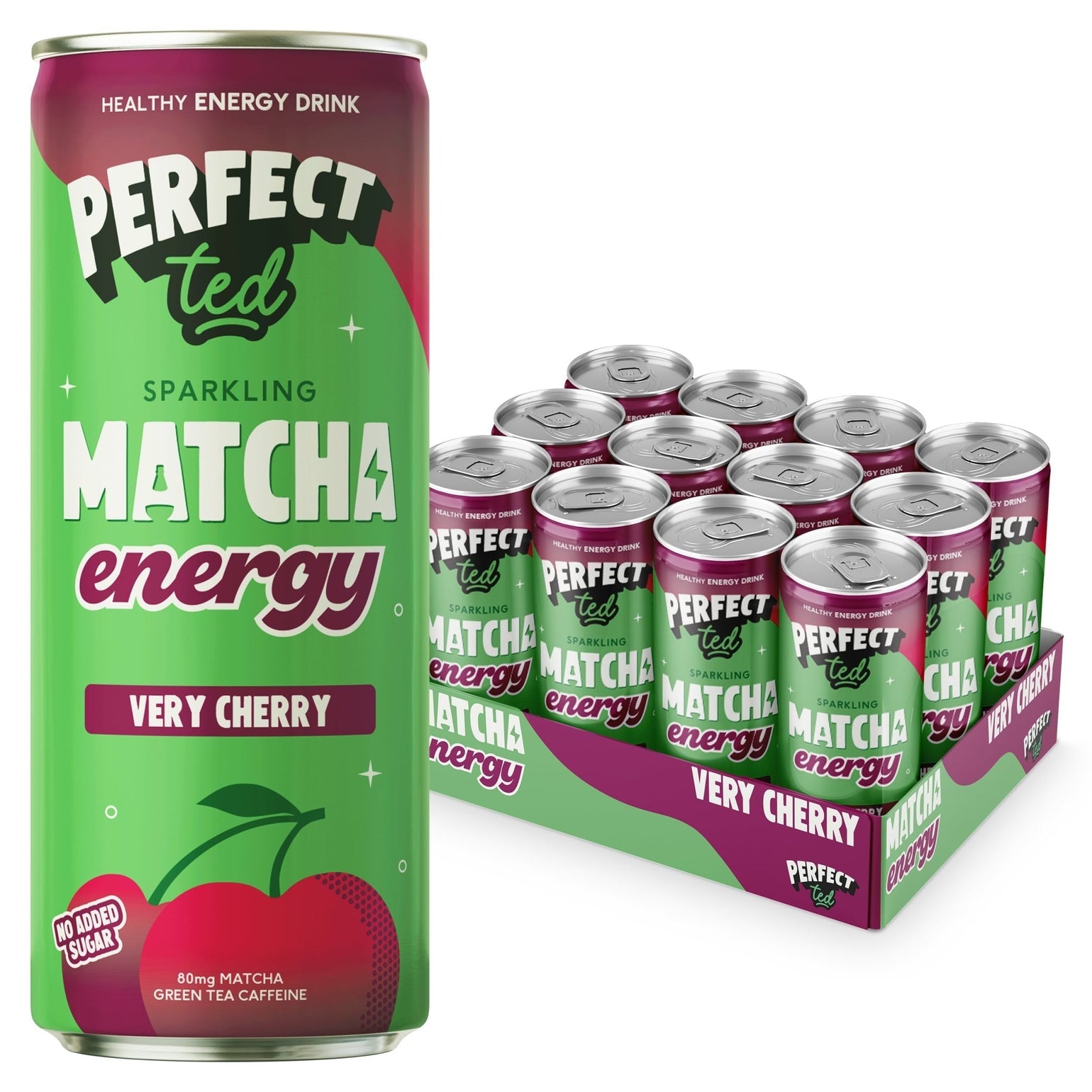 Perfect Ted Sparkling Matcha Energy Very Cherry